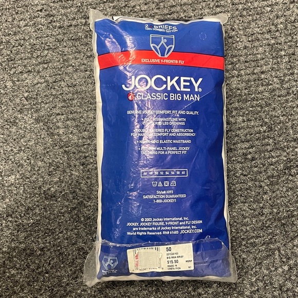 Vintage 2003 Jockey Classic Big Man White Briefs Y Fly size 50 NWT NOS - Picture 5 of 6